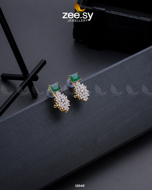 Zircon Cluster Earrings Green