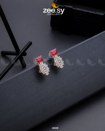 Zircon Cluster Earrings Red