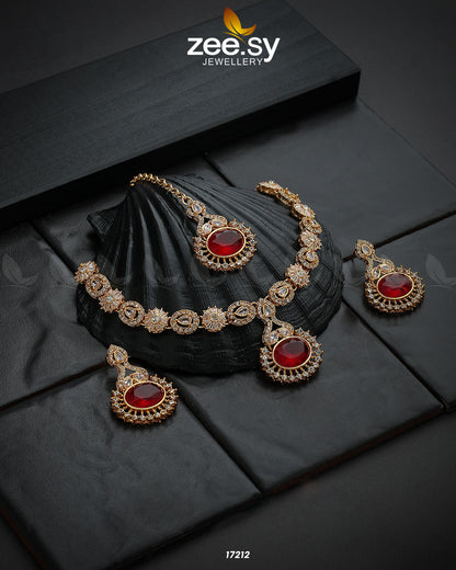 Zirconic Starburst Necklace Red