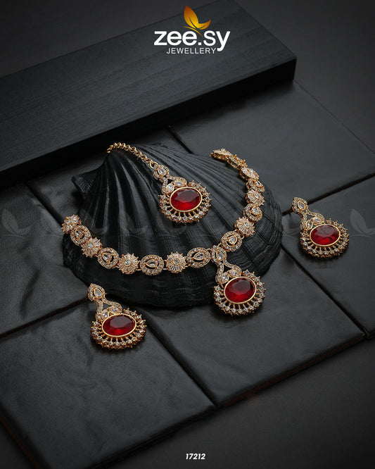 Zirconic Starburst Necklace Red
