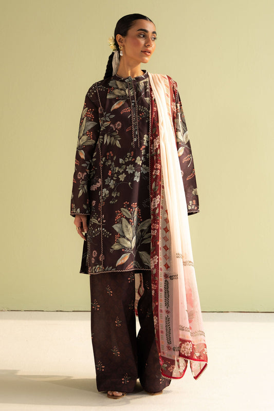 Zara Shahjahan | Coco Prints 25 | Zoe-7B XS Dark Maroon Lawn