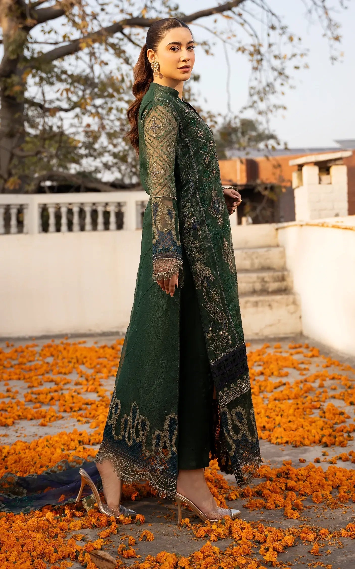 Asifa and Nabeel | Sunehri Eid 25 | Zohra-(SEF25-04) M Army Green Zari Net
