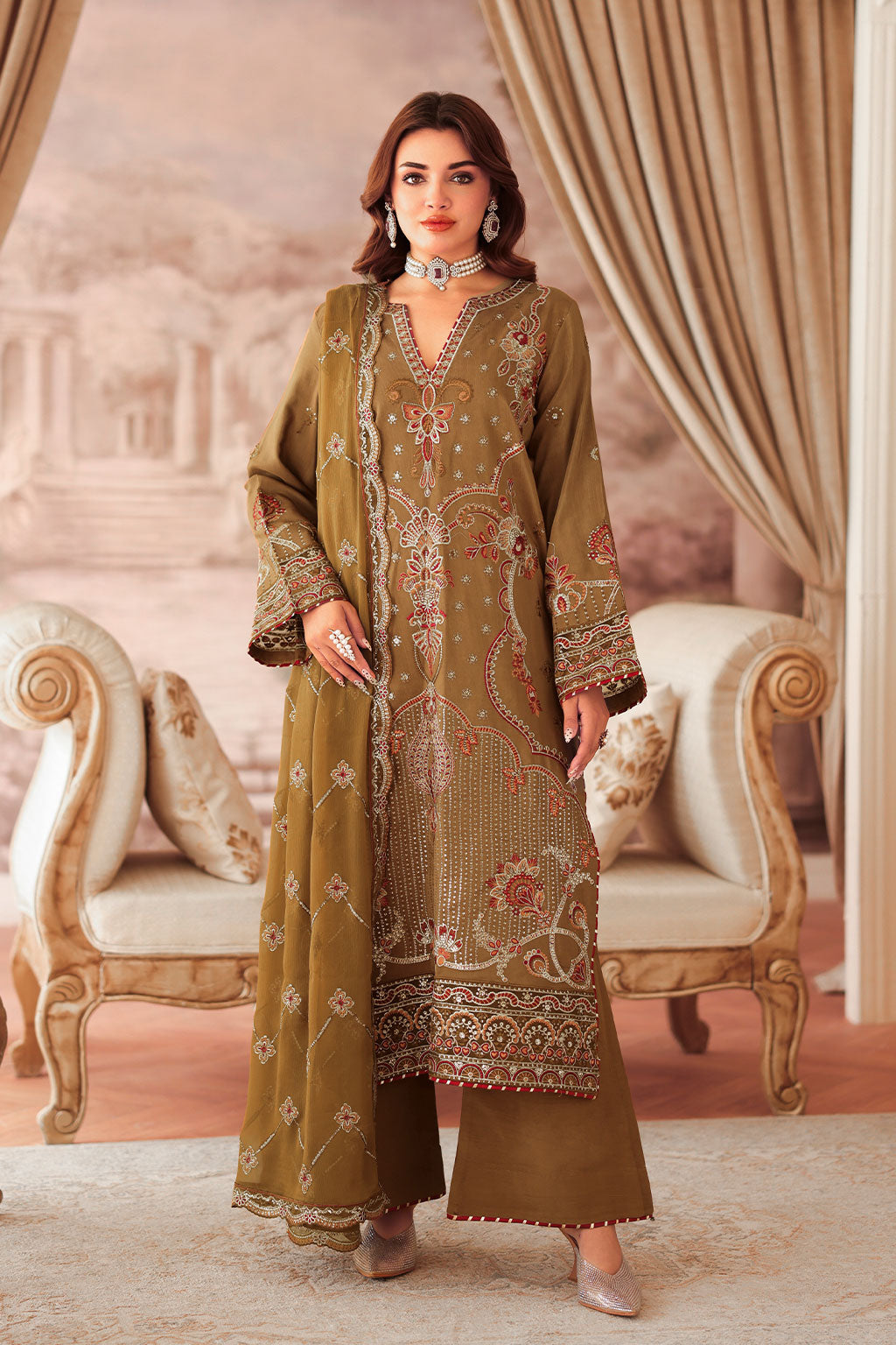 Ramsha | Aangan Luxury Raw silk | AA-210 by Ramsha - Designer Dress - Type : Ladies Clothes - Available at Saira Sultan - 100% Original 