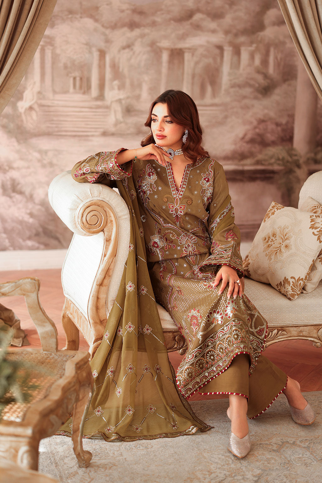 Ramsha | Aangan Luxury Raw silk | AA-210 by Ramsha - Designer Dress - Type : Ladies Clothes - Available at Saira Sultan - 100% Original 