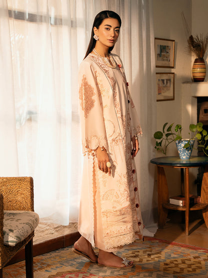 Izel | Dastak Luxury Lawn | AARZOO S Pale Peach Lawn