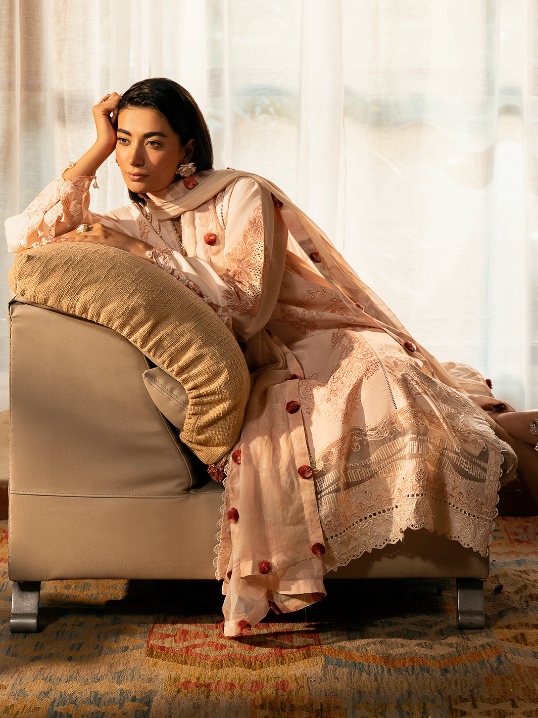 Izel | Dastak Luxury Lawn | AARZOO Custom Size Pale Peach Lawn