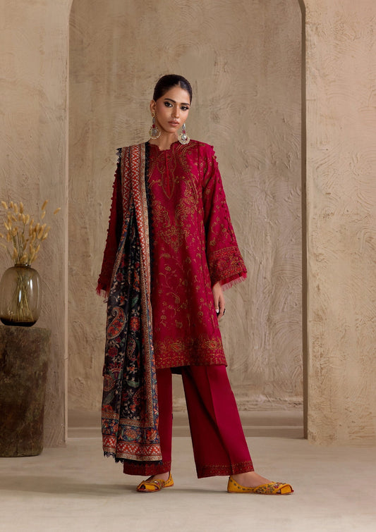 Aik Atelier | RTW 25 | LOOK 05 XS Deep Red Jacquard Lawn