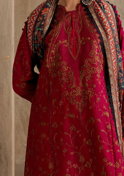 Aik Atelier | RTW 25 | LOOK 05 M Deep Red Jacquard Lawn