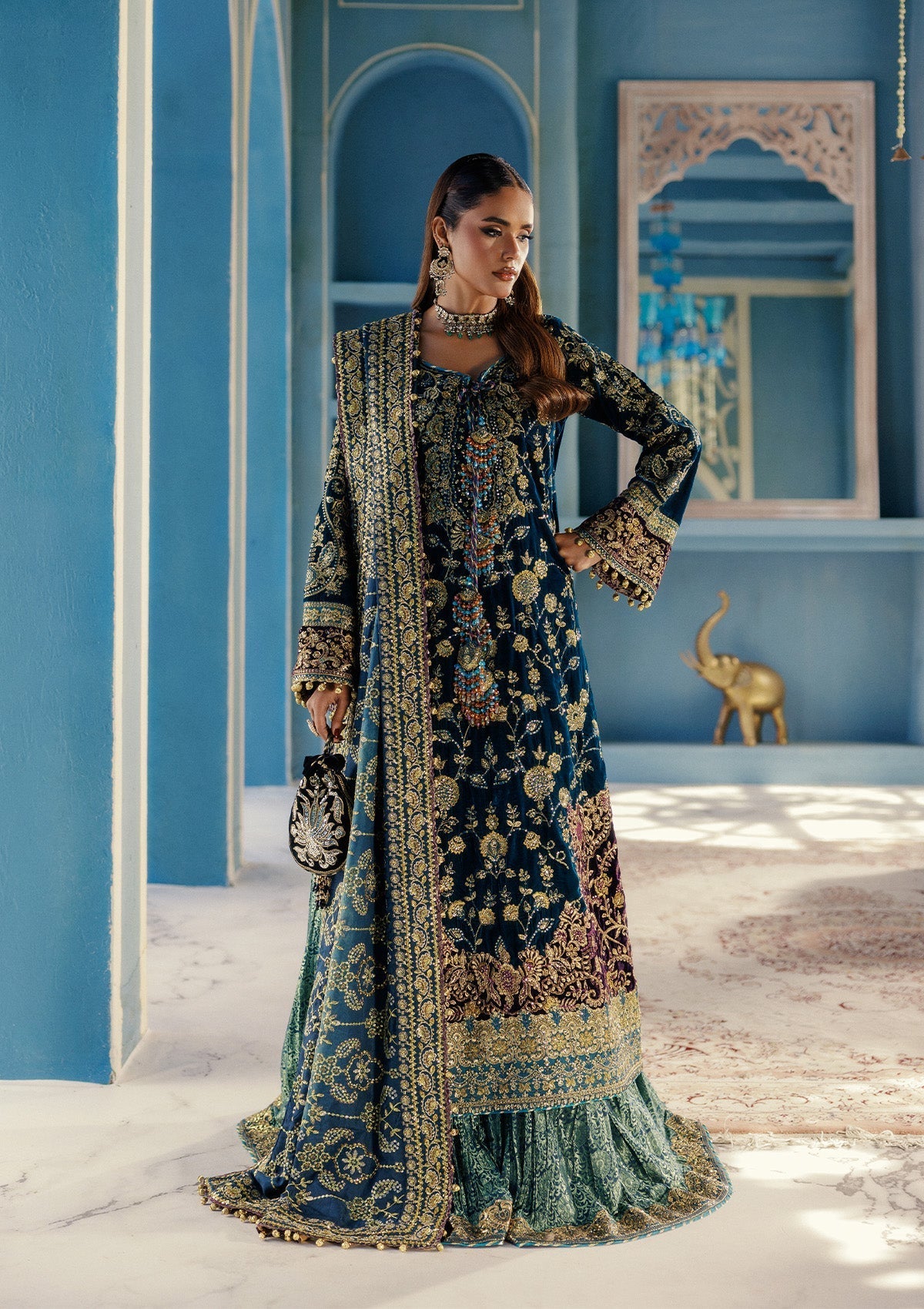 Aik Atelier | Udaipur Velvet 25 | LOOK 08 - Pakistani Designer Dress - by Aik Atelier - Type : Ladies Clothes - 100% Original at Saira Sultan