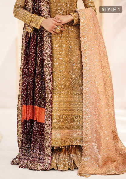 Aik Atelier | MAROON TUSSAR SILK CHUNRI SHAWL - Pakistani Designer Dress - by Aik Atelier | Type: Bridal - 100% Original at Saira Sultan
