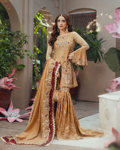 Ain | Naulakha Wedding Festive 24 | AR-143 KESAR XS Mustard Yellow Chiffon