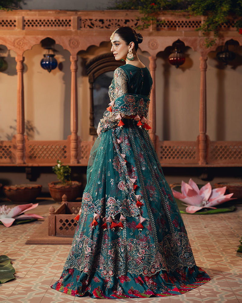 Ain | Naulakha Wedding Festive 24 | AR-139 RUNG S Emerald Green Net