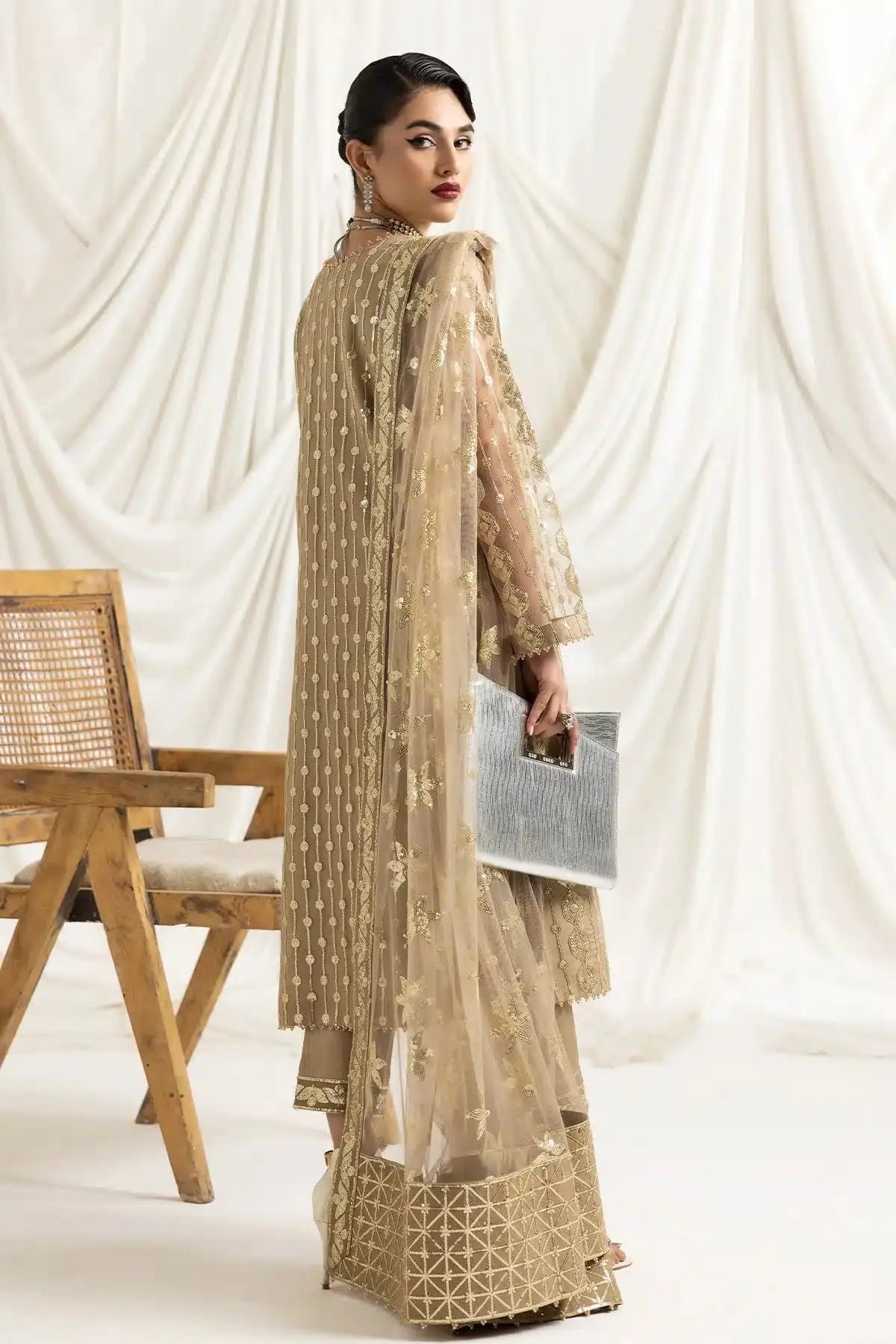 Alizeh | Dua Formals 23 | DUA-V02D01B- AIREEN(IVORY BEIGE) - Pakistani Designer Dress - by Alizeh | Type: Formal - 100% Original at Saira Sultan