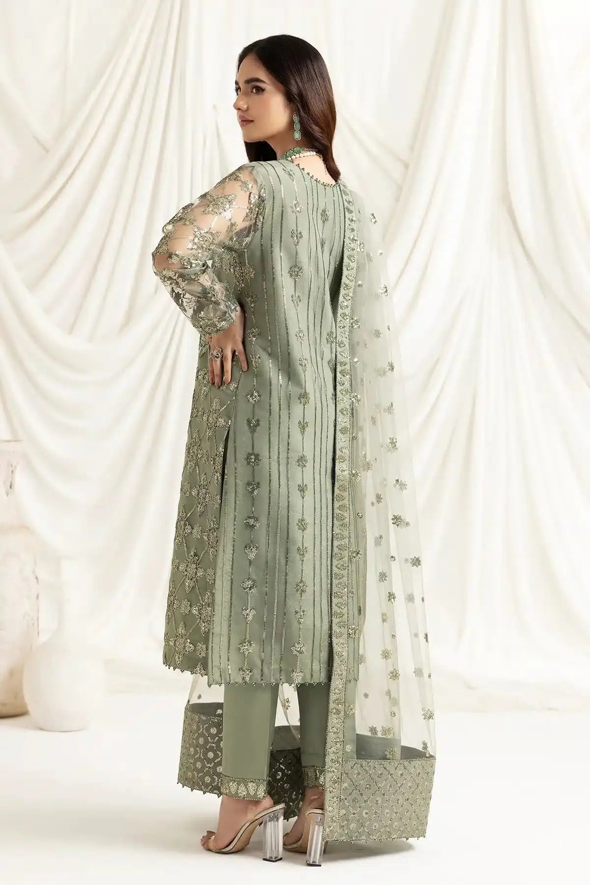 Alizeh | Dua Formals 23 | DUA-V02D02B-ALARA(PISTACHIO) - Pakistani Designer Dress - by Alizeh | Type: Formal - 100% Original at Saira Sultan