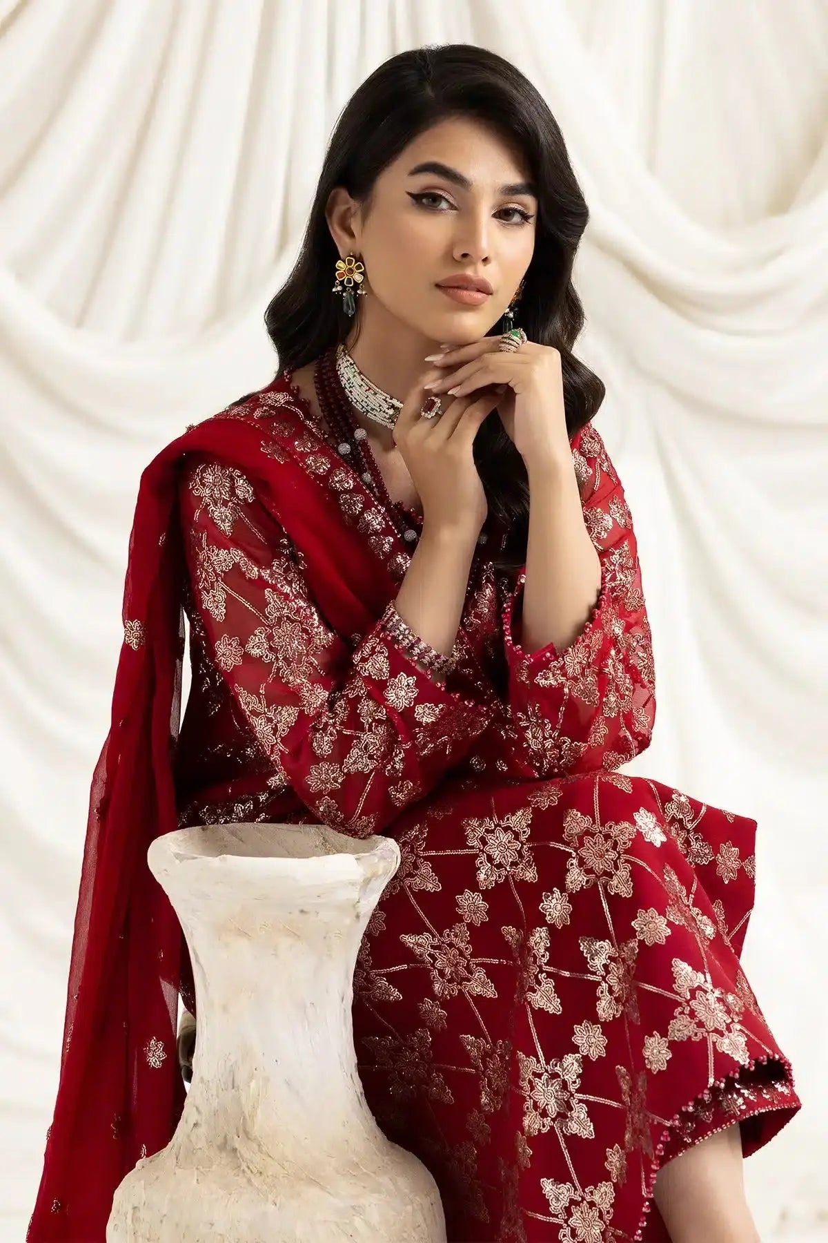 Alizeh | Dua Formals 23 | DUA-V02D02A-ALARA(RED) - Pakistani Designer Dress - by Alizeh | Type: Formal - 100% Original at Saira Sultan