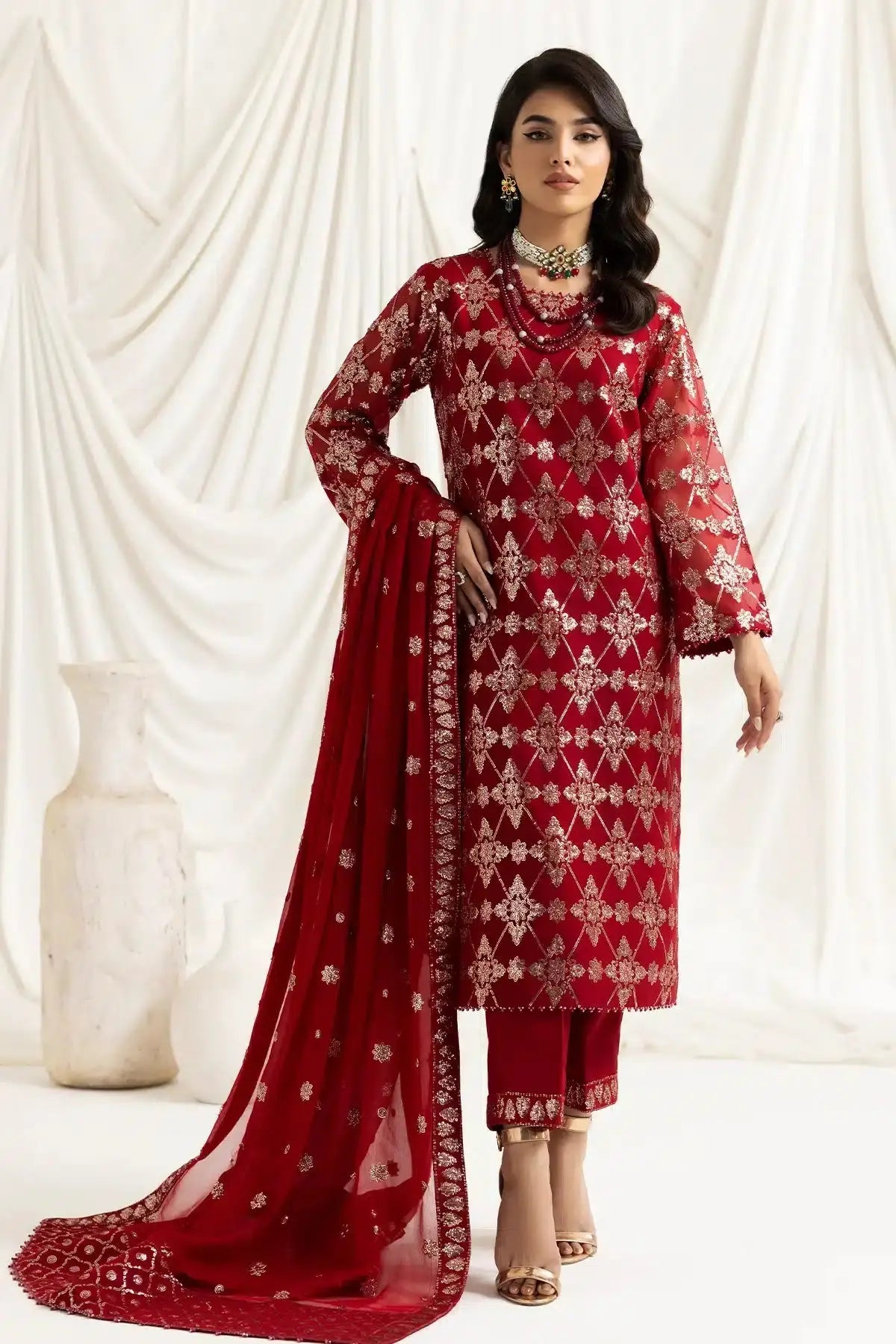Alizeh | Dua Formals 23 | DUA-V02D02A-ALARA(RED) - Pakistani Designer Dress - by Alizeh | Type: Formal - 100% Original at Saira Sultan