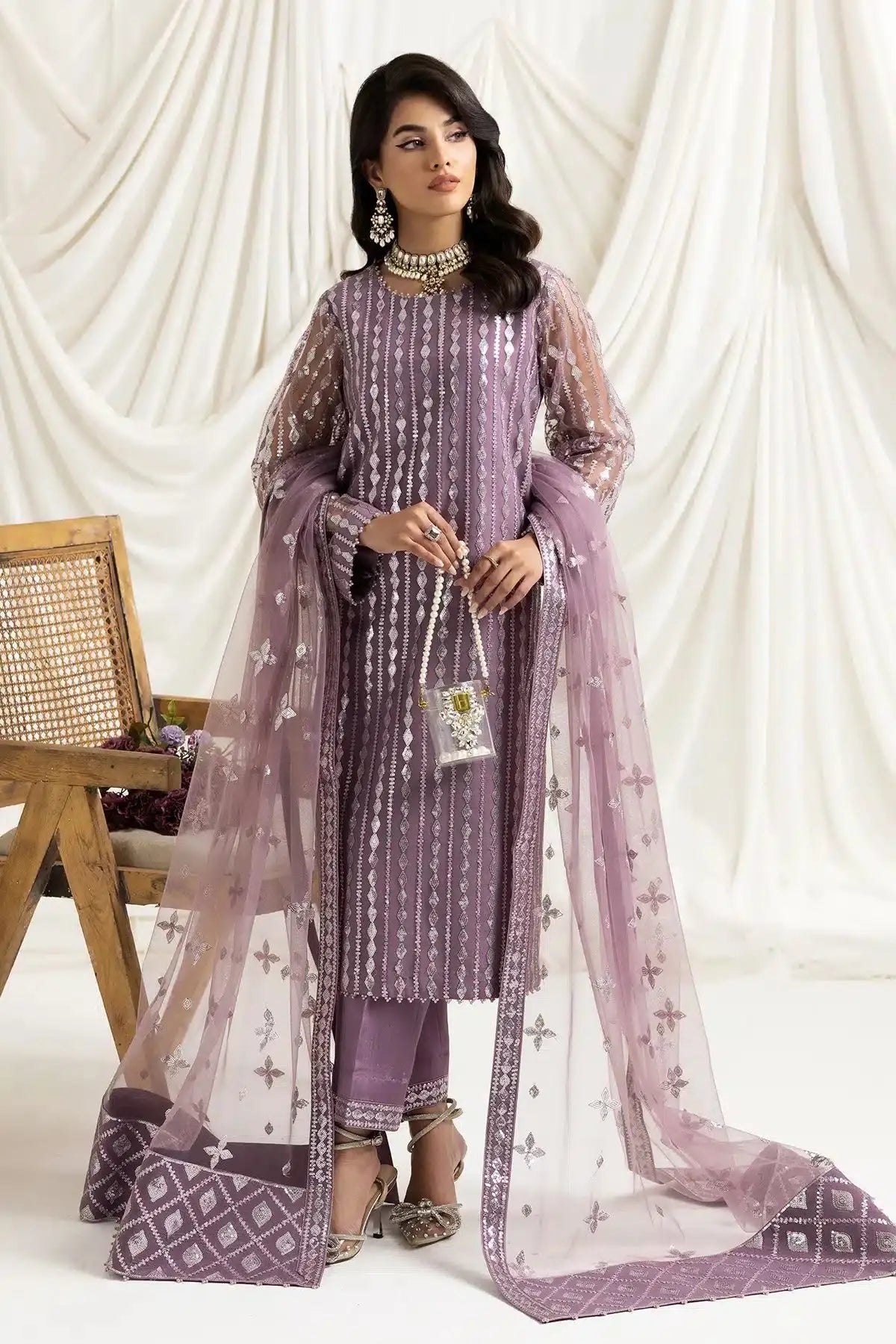 Alizeh | Dua Formals 23 | DUA-V02D03B-AYSAL(LILAC) - Pakistani Designer Dress - by Alizeh | Type: Formal - 100% Original at Saira Sultan