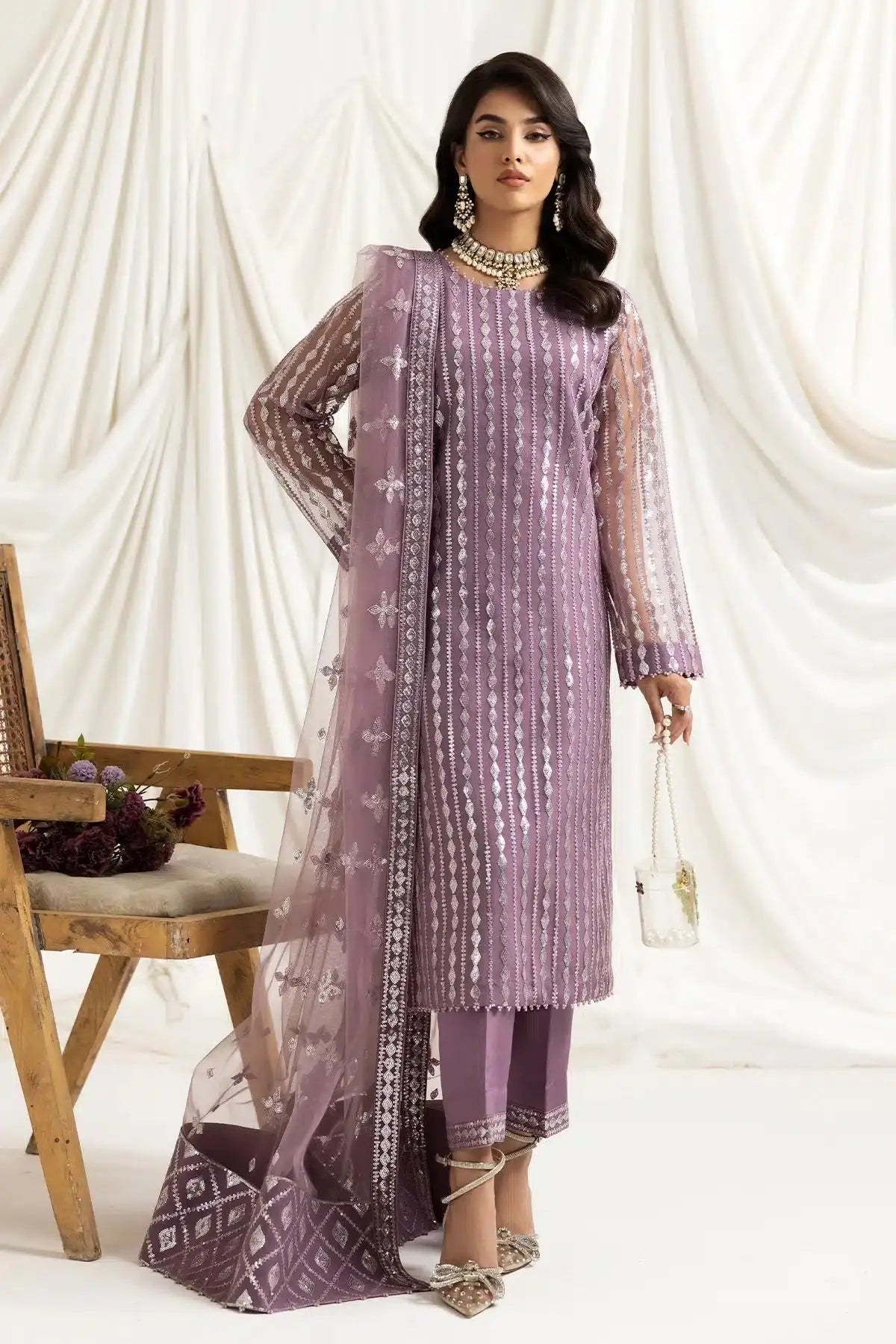 Alizeh | Dua Formals 23 | DUA-V02D03B-AYSAL(LILAC) - Pakistani Designer Dress - by Alizeh | Type: Formal - 100% Original at Saira Sultan