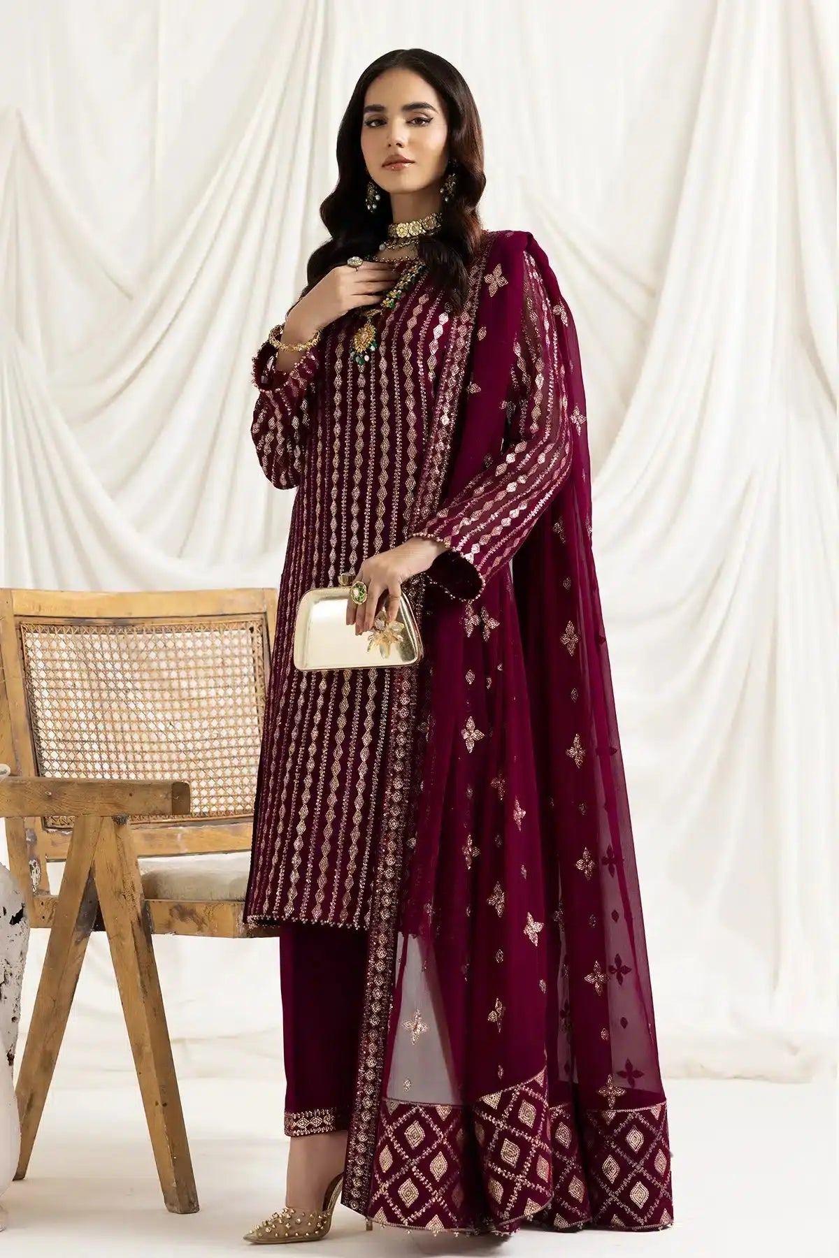 Alizeh | Dua Formals 23 | DUA-V02D03A-AYSAL(MAGENTA) - Pakistani Designer Dress - by Alizeh | Type: Formal - 100% Original at Saira Sultan