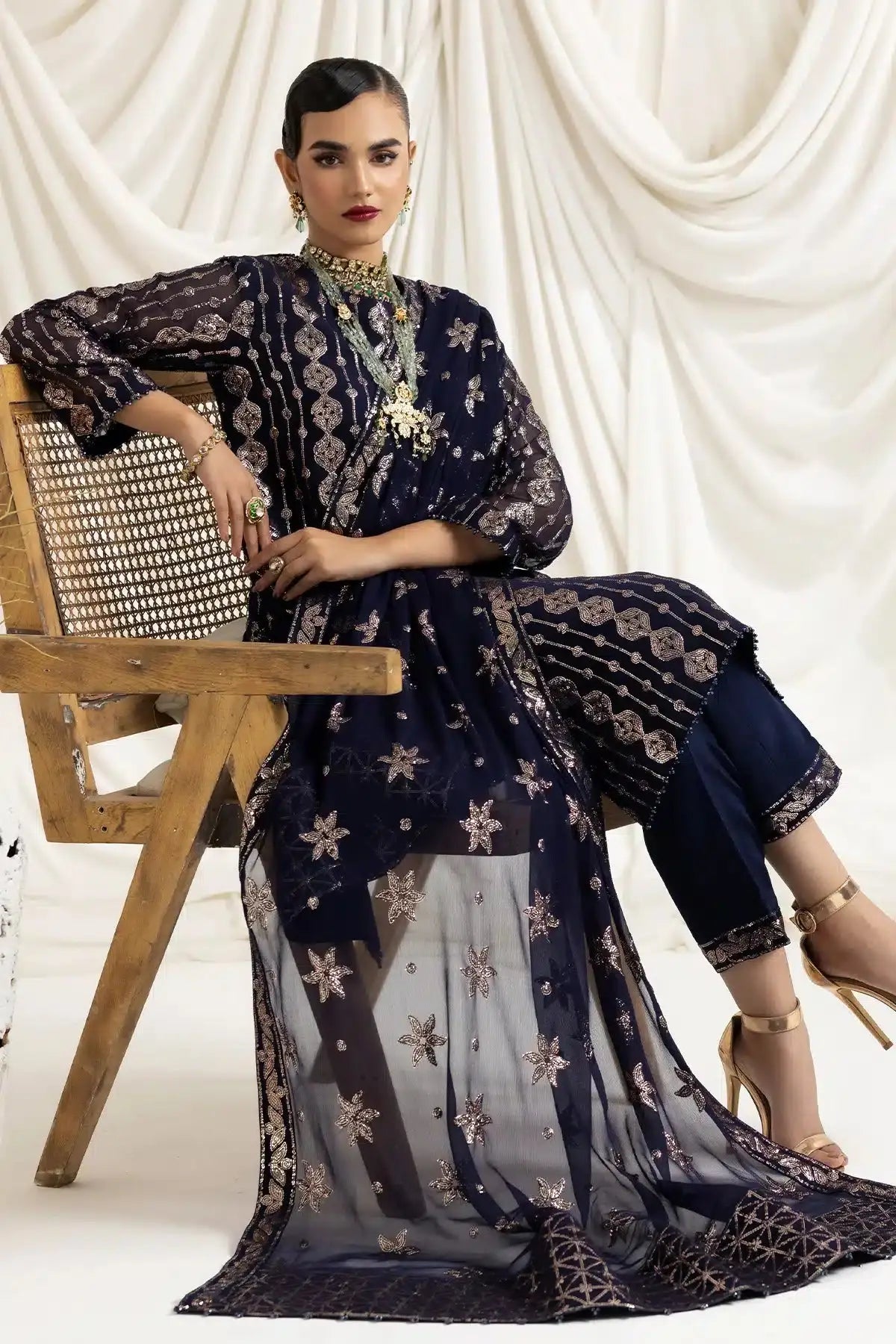 Alizeh | Dua Formals 23 | DUA-V02D01A- AIREEN(NAVY BLUE) - Pakistani Designer Dress - by Alizeh | Type: Formal - 100% Original at Saira Sultan