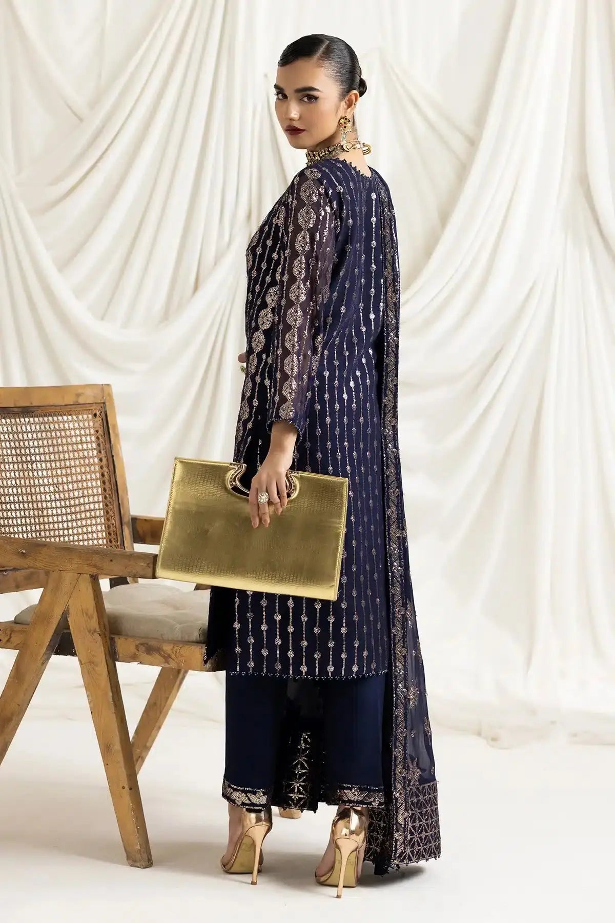 Alizeh | Dua Formals 23 | DUA-V02D01A- AIREEN(NAVY BLUE) - Pakistani Designer Dress - by Alizeh | Type: Formal - 100% Original at Saira Sultan