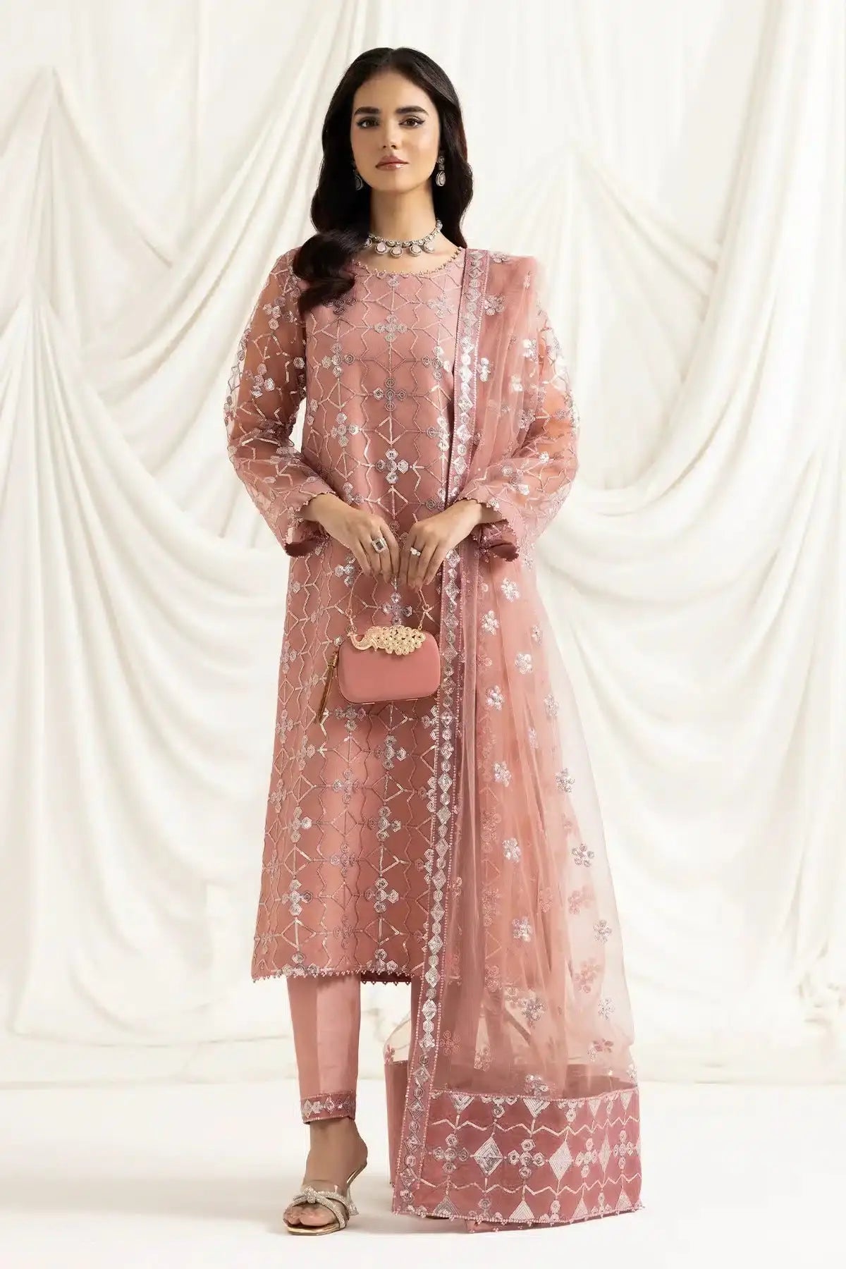 Alizeh | Dua Formals 23 | DUA-V02D04B-NAZIK(PINK) - Pakistani Designer Dress - by Alizeh | Type: Formal - 100% Original at Saira Sultan