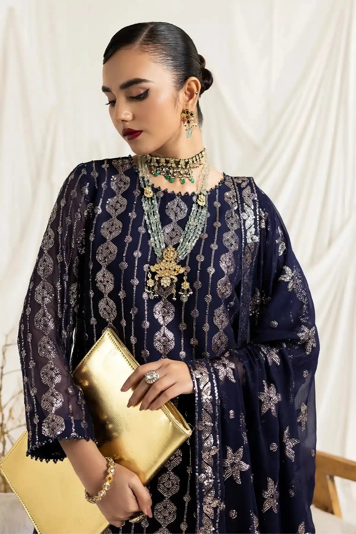 Alizeh | Dua Formals 23 | DUA-V02D01A- AIREEN(NAVY BLUE) - Pakistani Designer Dress - by Alizeh | Type: Formal - 100% Original at Saira Sultan