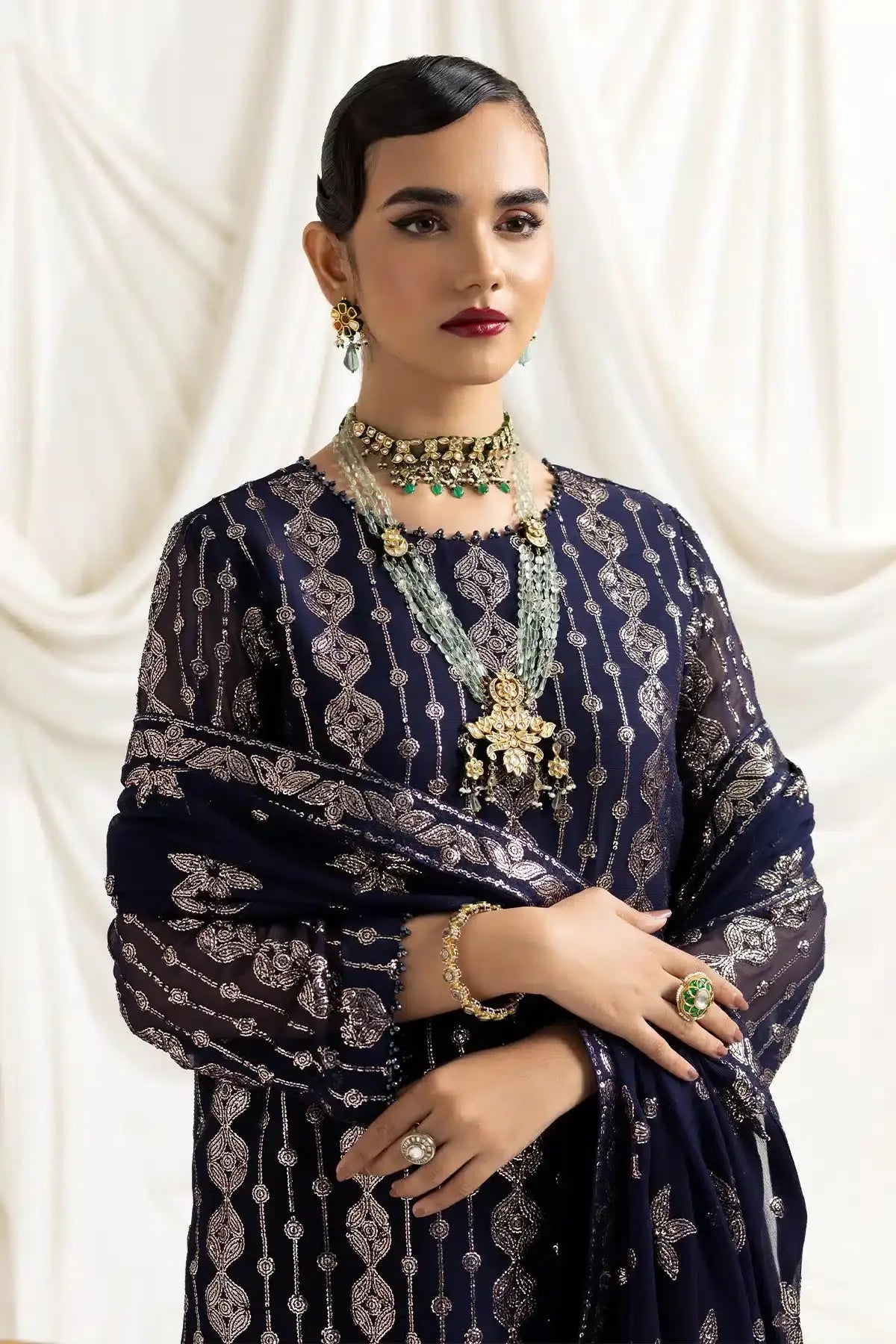Alizeh | Dua Formals 23 | DUA-V02D01A- AIREEN(NAVY BLUE) - Pakistani Designer Dress - by Alizeh | Type: Formal - 100% Original at Saira Sultan