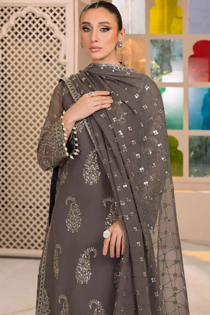 Alizeh | Dua Formals 23 | DUA-V01D06B- AMAYA ( GREY ) - Pakistani Designer Dress - by Alizeh | Type: Formal - 100% Original at Saira Sultan
