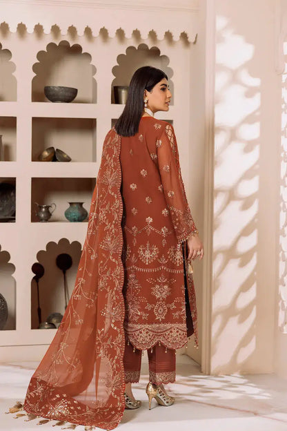 Alizeh | Dua Formals 23 | DUA-V01D02A- LYRA ( RUST ) - Pakistani Designer Dress - by Alizeh | Type: Formal - 100% Original at Saira Sultan