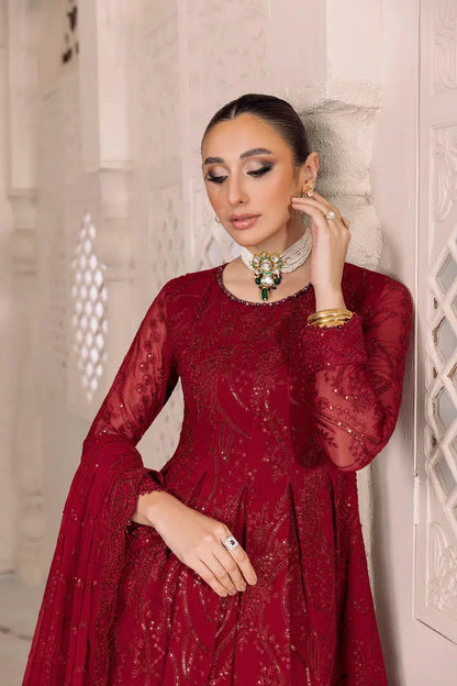 Alizeh | Dua Formals 23 | DUA-V01D03B- SYLVI ( RED ) - Pakistani Designer Dress - by Alizeh | Type: Formal - 100% Original at Saira Sultan