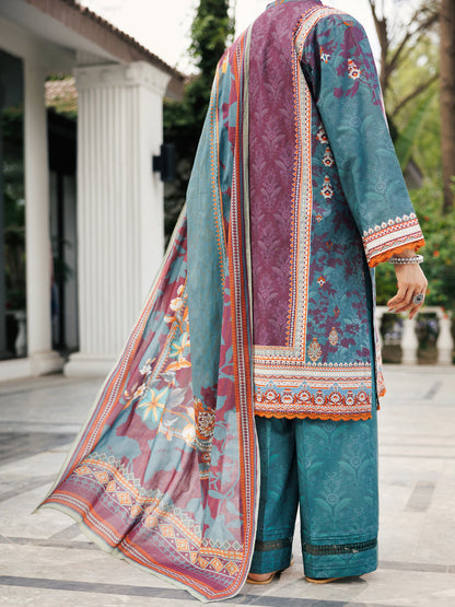 Almirah | Traditional Tale | ALP-3PS-2119 S Teal Blue Lawn
