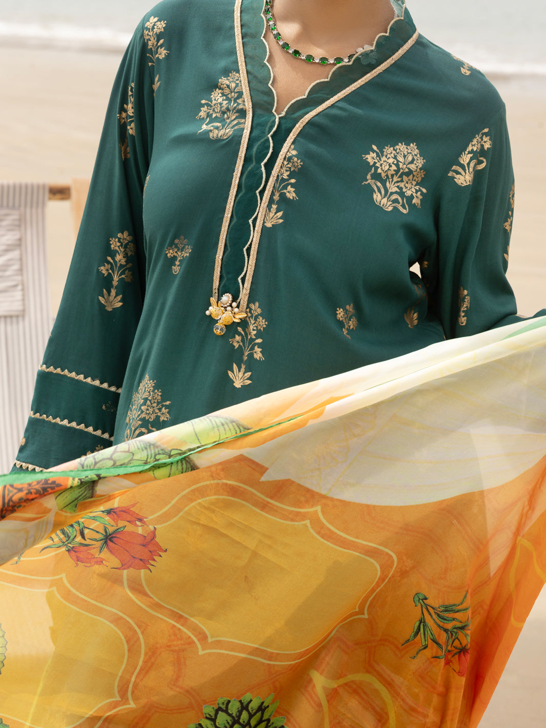 Almirah | Traditional Tale | ALP-3PS-2043 M Teal Green Viscose