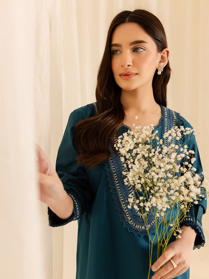 Mahnur | Petal Whispers Lawn Pret | Asteria XL Dark Teal Lawn