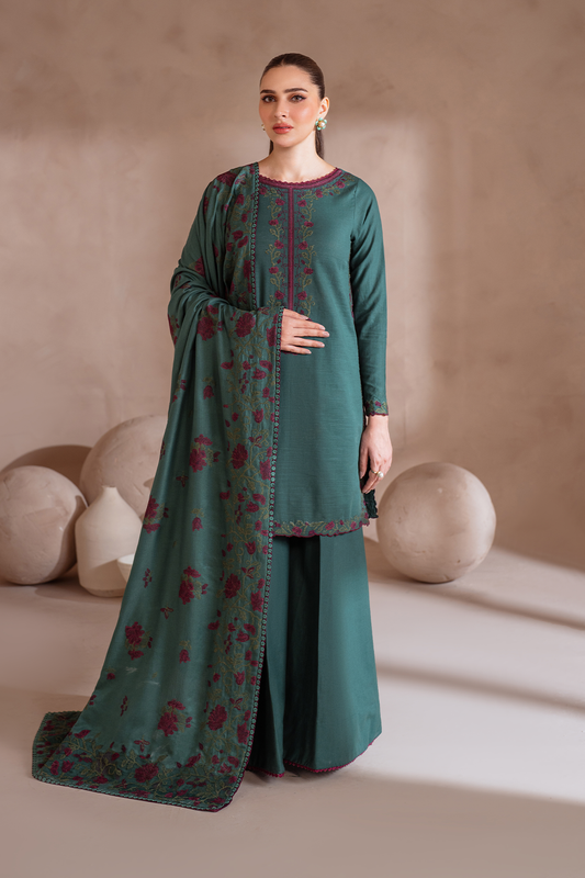 Iznik | Exclusive Winter | UE-370 XS Teal Green Khaddar