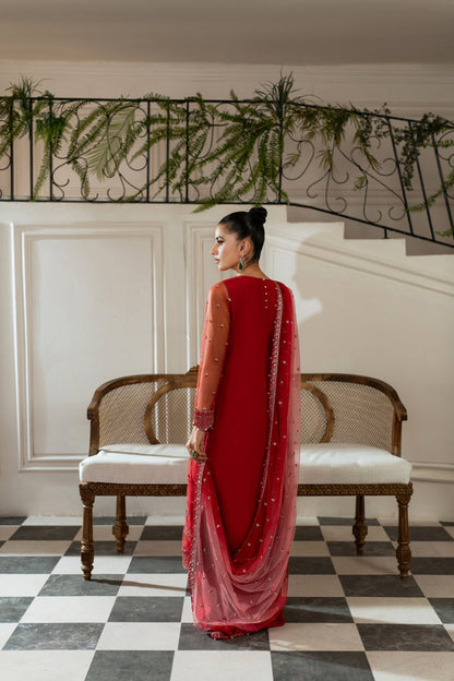 Azzal | Mishri Formals | Bahar S Net Electric Red