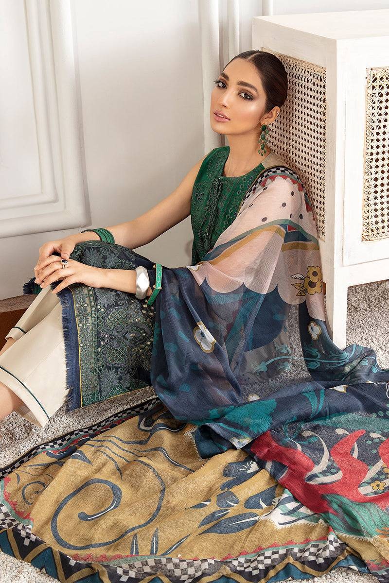 Baroque | Lawn Collection 24 | FL21-D1 - Pakistani Designer Dress - by Baroque | Type: Luxury - 100% Original at Saira Sultan