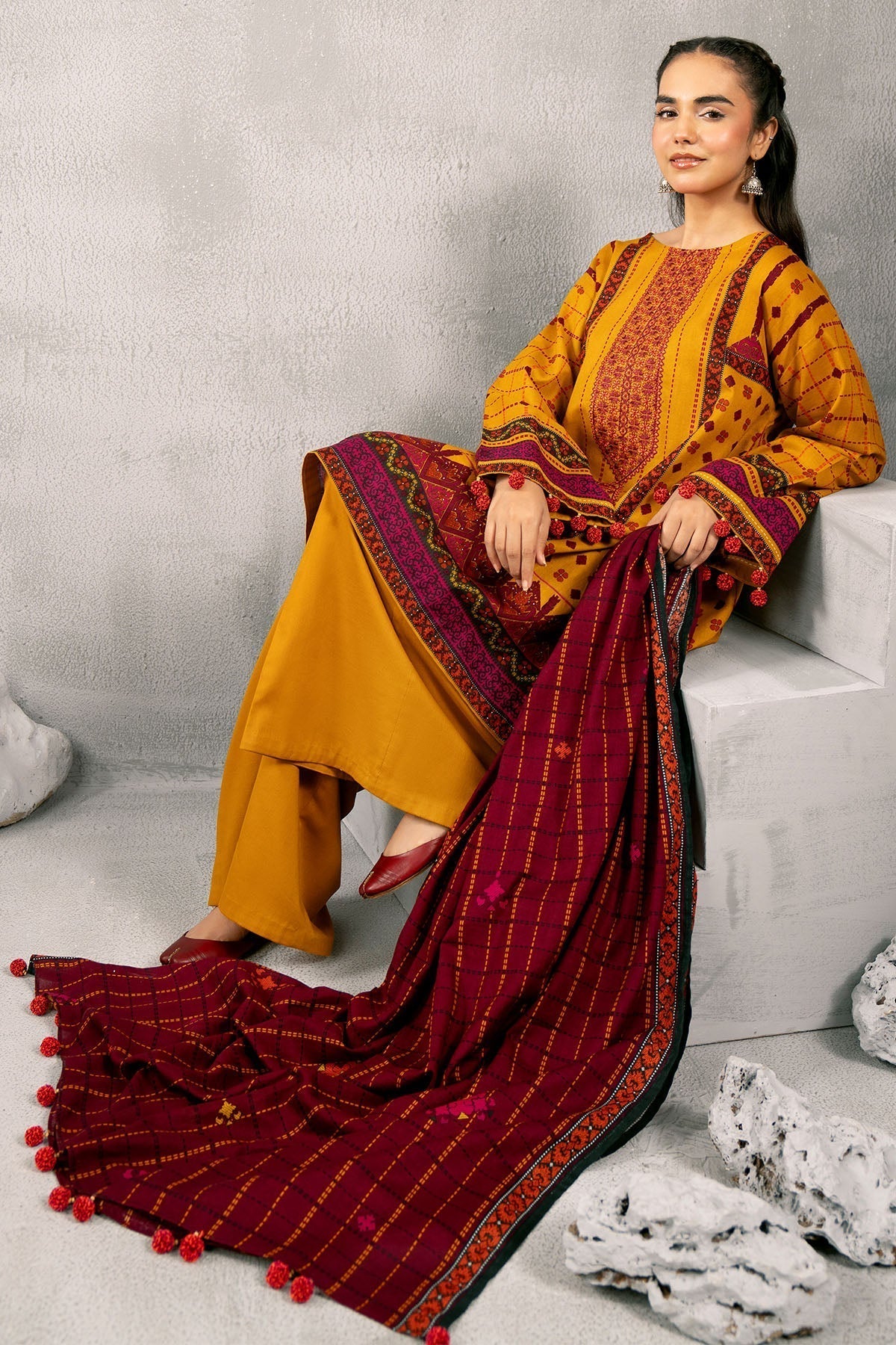 Kayseria | Winter Khaddar 24 | C6040-1 Custom Size Mustard Khaddar