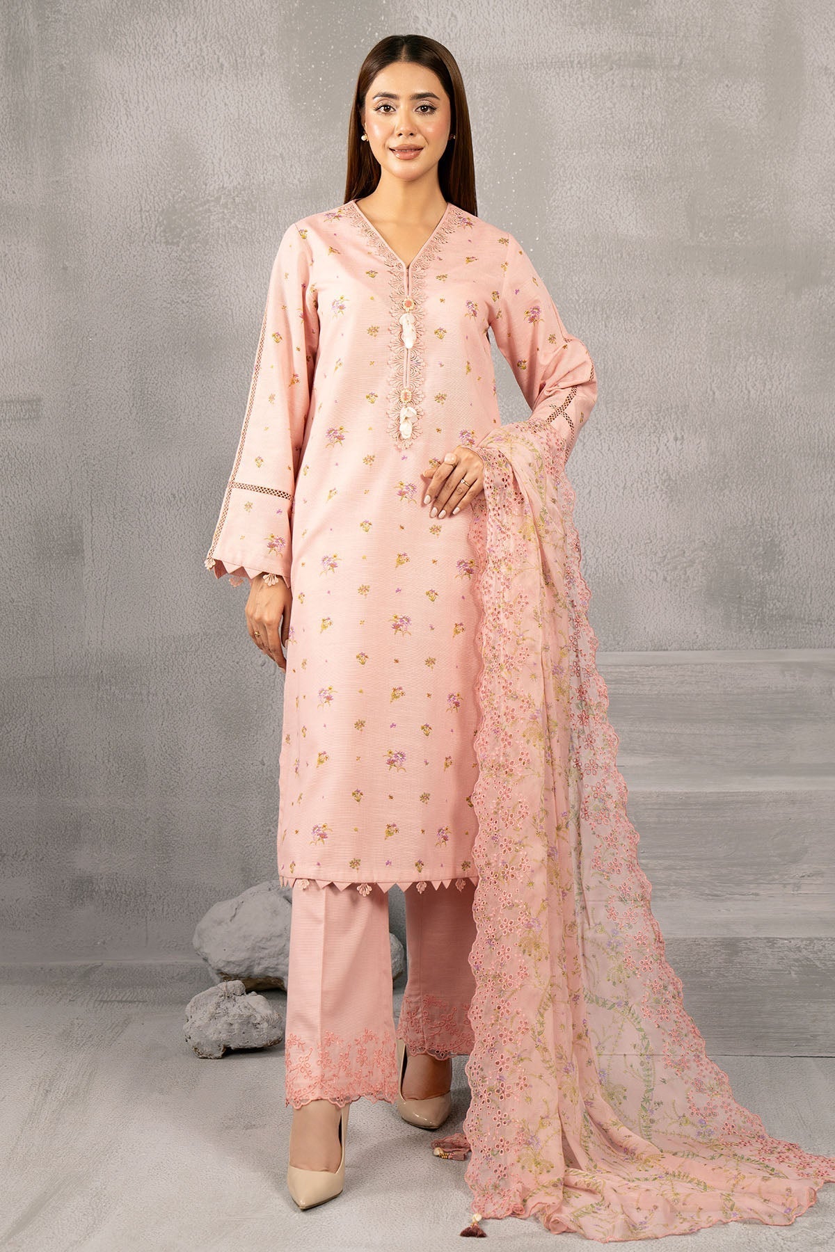 Kayseria | Winter Khaddar 24 | C6063 XS Peach Pink Slub Khaddar