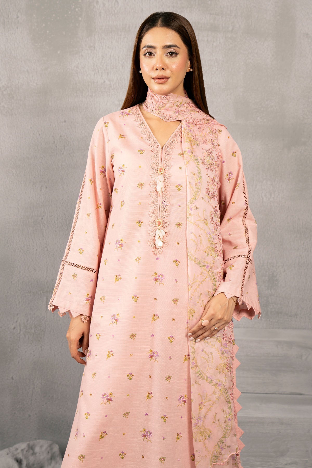 Kayseria | Winter Khaddar 24 | C6063 L Peach Pink Slub Khaddar
