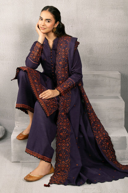 Kayseria | Winter Khaddar 24 | C6066-1 Custom Size Dark Purple Slub Khaddar