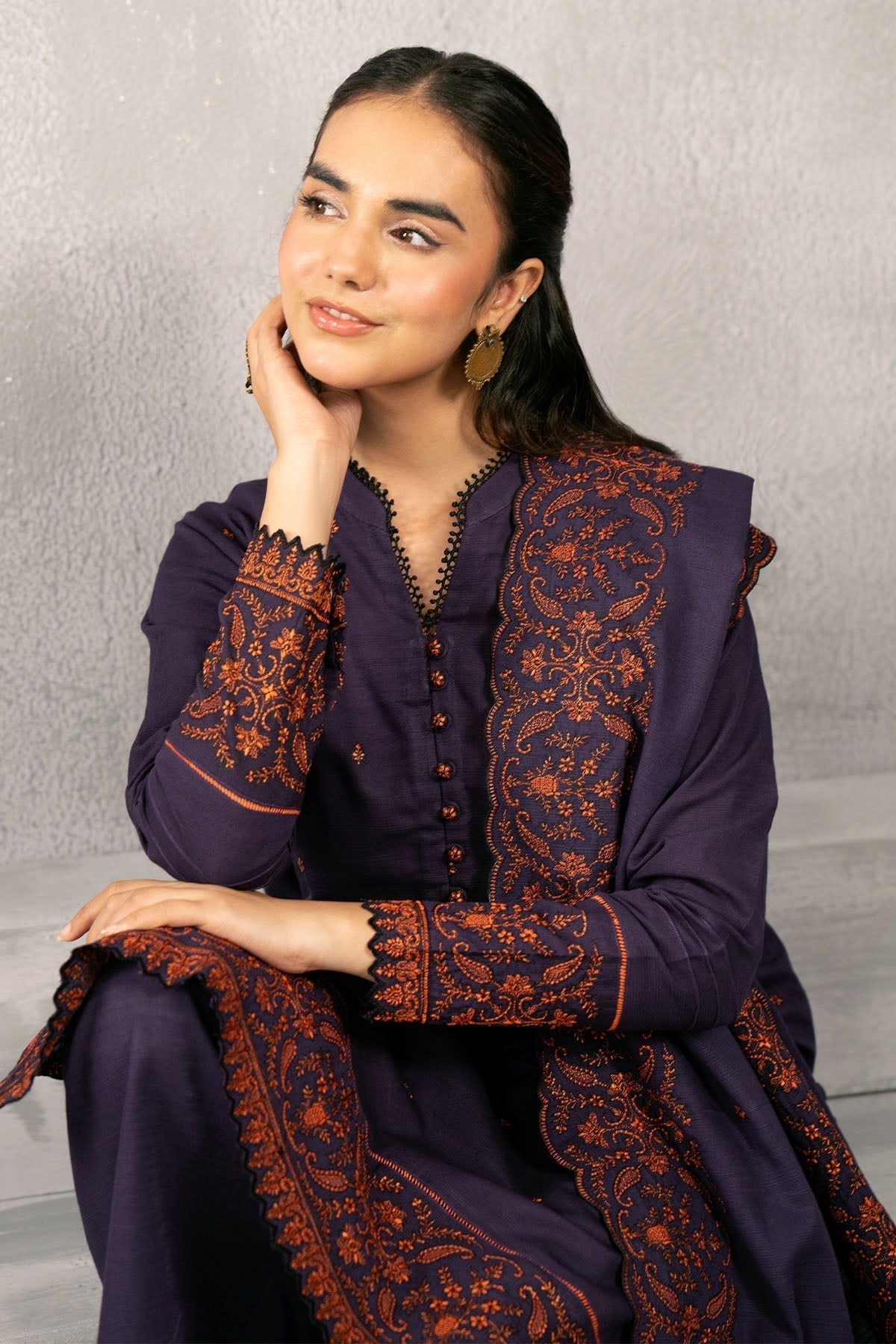 Kayseria | Winter Khaddar 24 | C6066-1 M Dark Purple Slub Khaddar