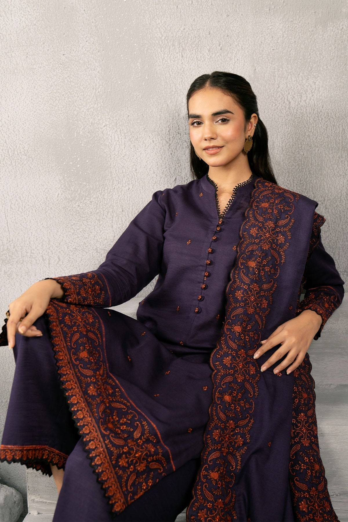 Kayseria | Winter Khaddar 24 | C6066-1 L Dark Purple Slub Khaddar