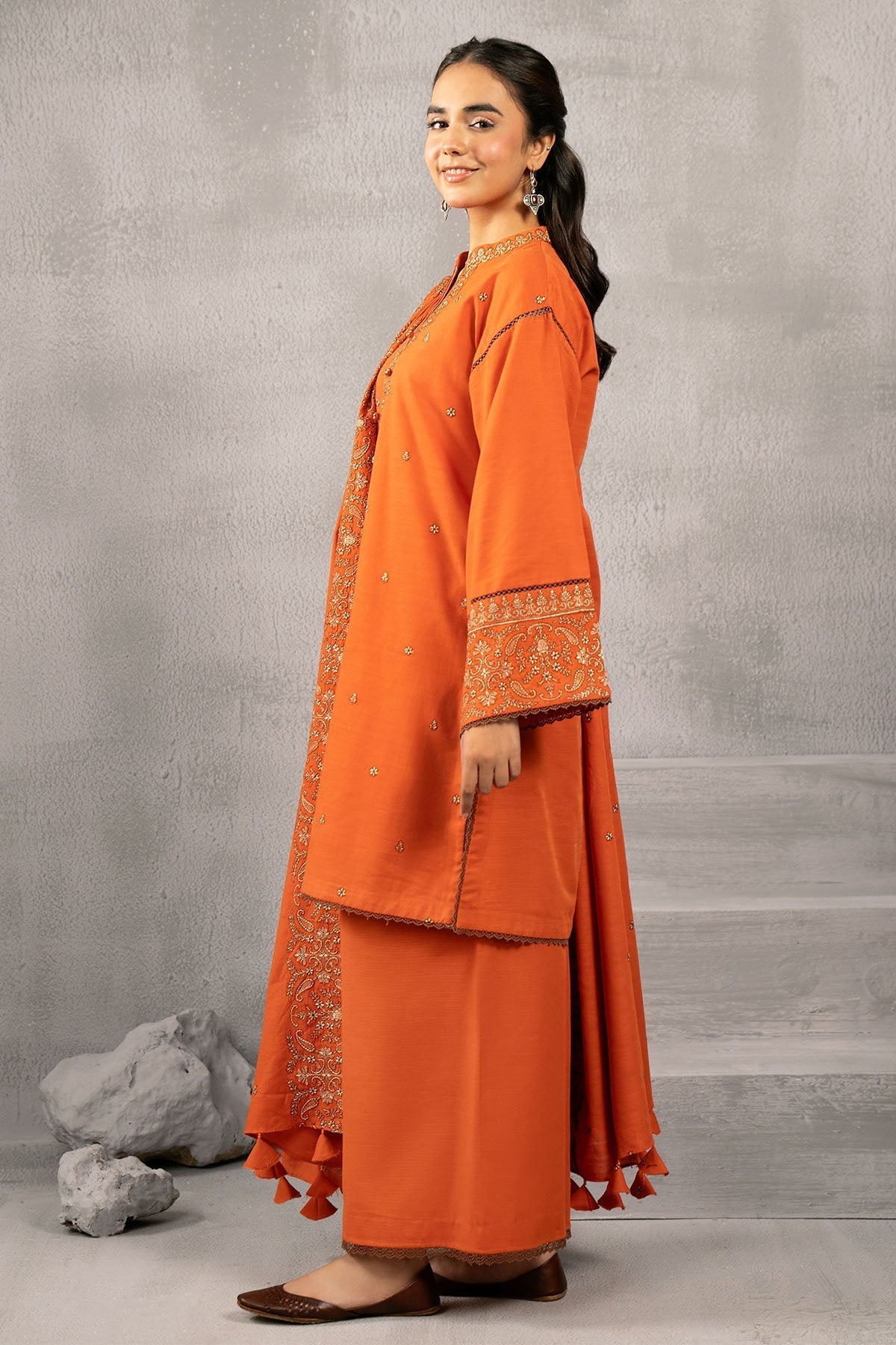 Kayseria | Winter Khaddar 24 | C6066-2 XL Orange Slub Khaddar