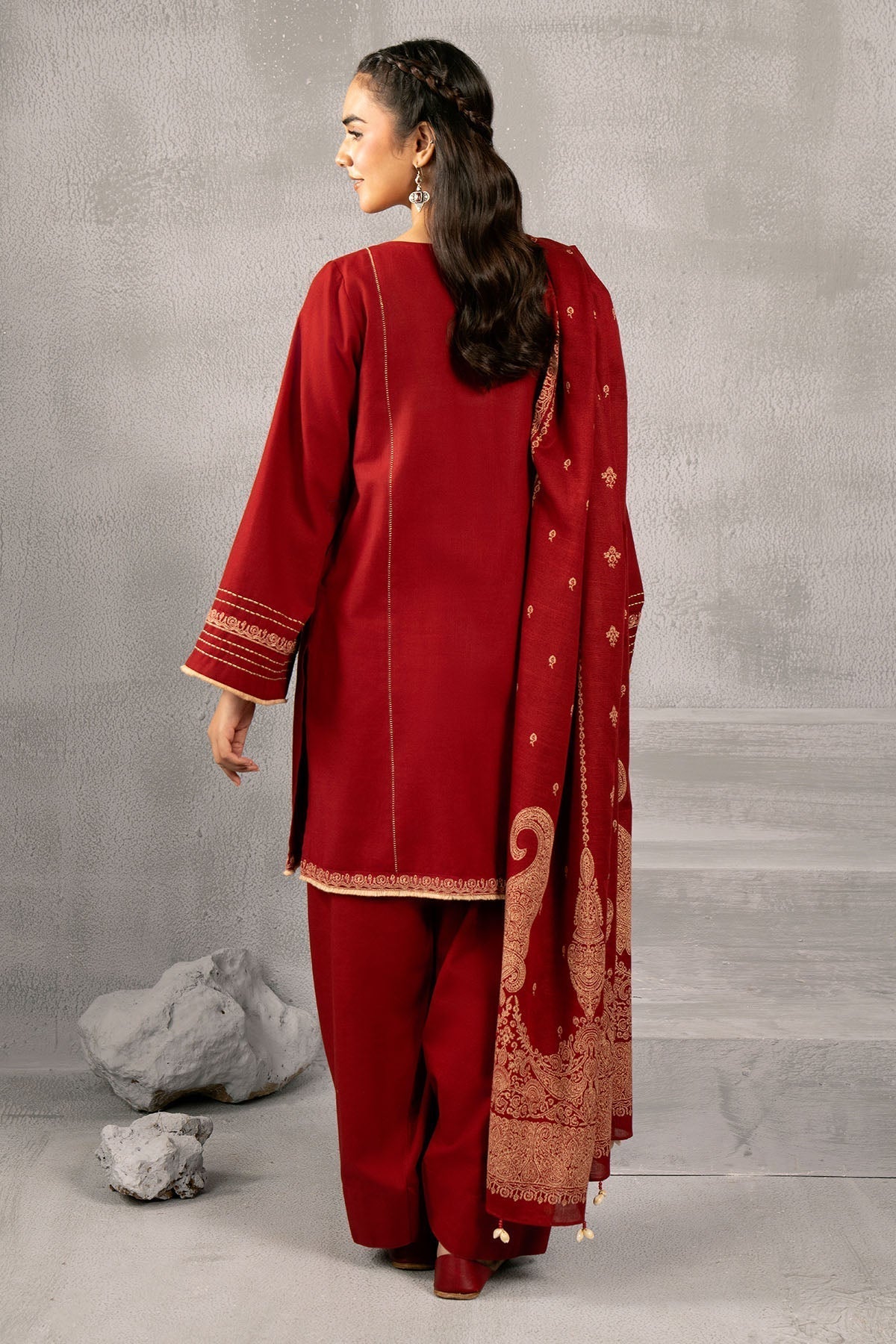 Kayseria | Winter Khaddar 24 | C6068-1 S Red Slub Khaddar