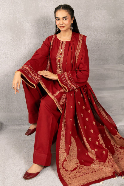 Kayseria | Winter Khaddar 24 | C6068-1 XL Red Slub Khaddar