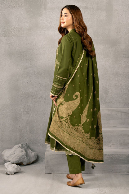 Kayseria | Winter Khaddar 24 | C6068-2 S Olive Green Slub Khaddar