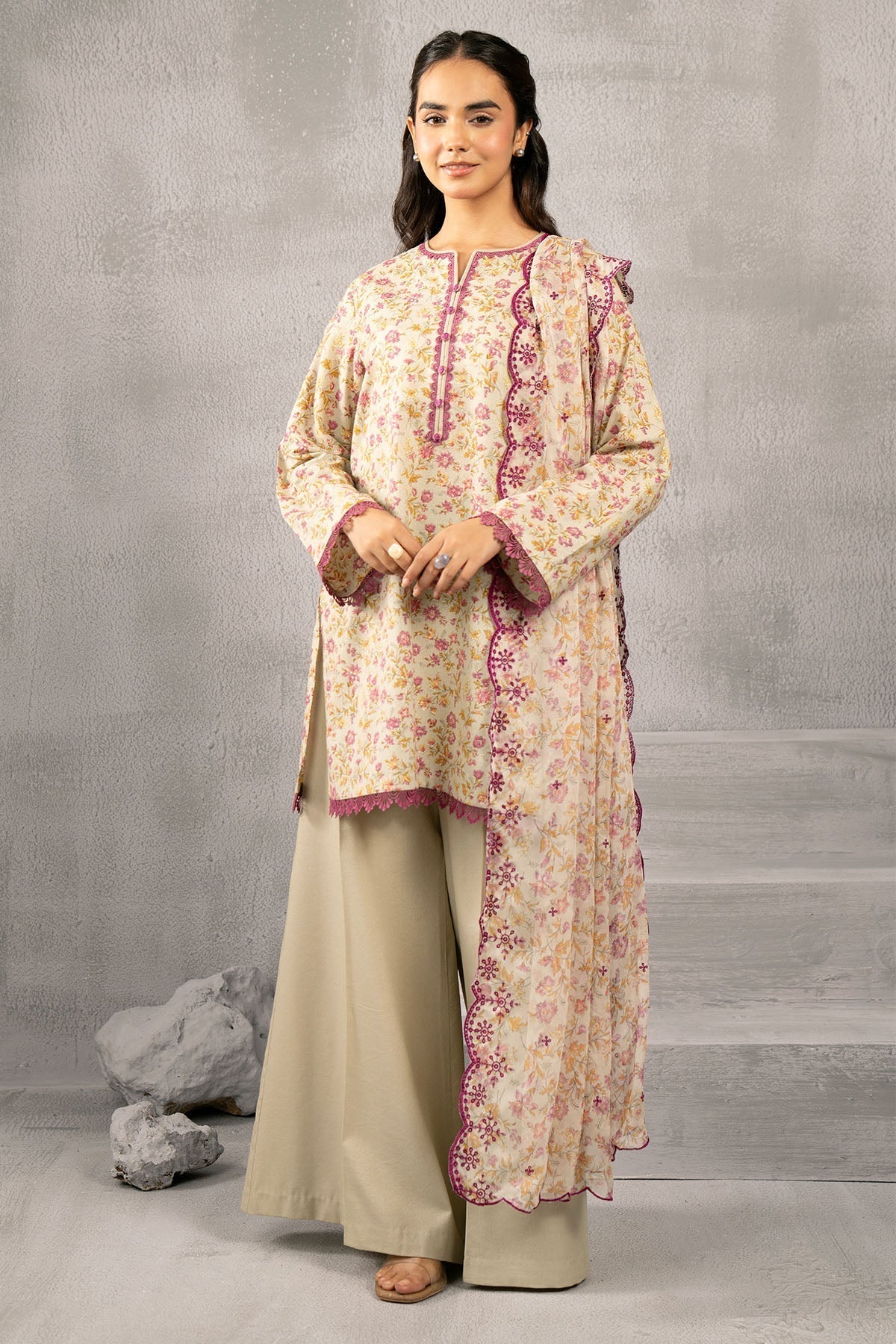 Kayseria | Winter Khaddar 24 | C6079-2 XS Beige Viscose Karandi