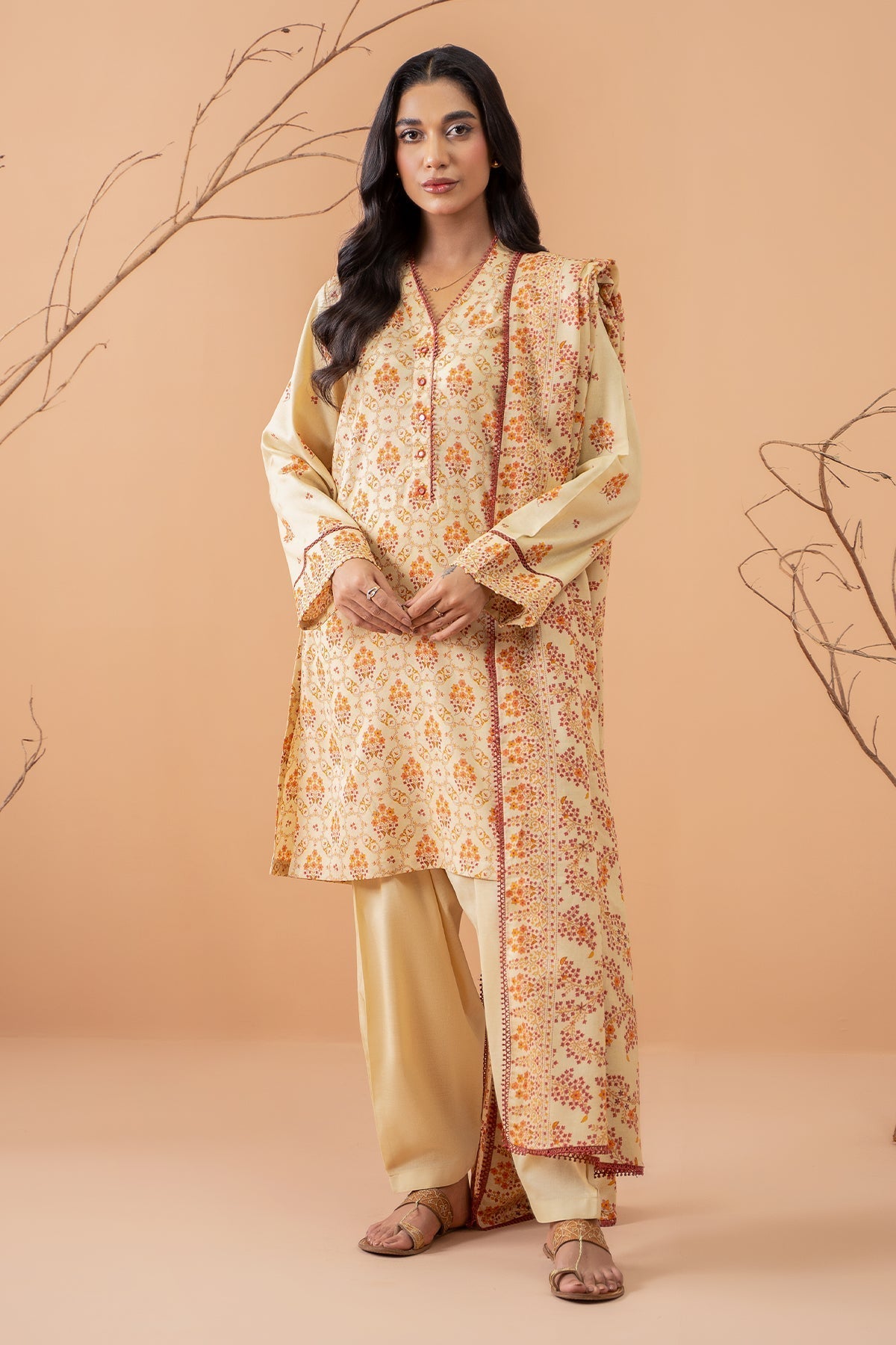 Kayseria | Winter Khaddar 24 | C6051-1-A XS Pale Yellow Khaddar