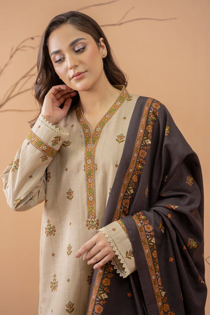Kayseria | Winter Khaddar 24 | C6071-2 M Beige Slub Khaddar
